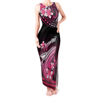 Hawaii Tank Maxi Dress Polynesian Shark with Kakau Pink Version - Wonder Print Shop