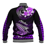 Hawaii Baseball Jacket Polynesian Shark with Kakau Purple Version - Wonder Print Shop