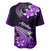Hawaii Baseball Jersey Polynesian Shark with Kakau Purple Version - Wonder Print Shop