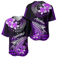 Hawaii Baseball Jersey Polynesian Shark with Kakau Purple Version - Wonder Print Shop
