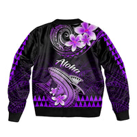 Hawaii Bomber Jacket Polynesian Shark with Kakau Purple Version - Wonder Print Shop