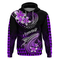 Hawaii Hoodie Polynesian Shark with Kakau Purple Version - Wonder Print Shop