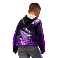 Hawaii Kid Hoodie Polynesian Shark with Kakau Purple Version - Wonder Print Shop