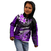 Hawaii Kid Hoodie Polynesian Shark with Kakau Purple Version - Wonder Print Shop