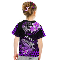 Hawaii Kid T Shirt Polynesian Shark with Kakau Purple Version - Wonder Print Shop
