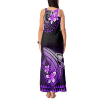 Hawaii Tank Maxi Dress Polynesian Shark with Kakau Purple Version - Wonder Print Shop
