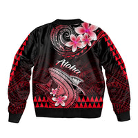 Hawaii Bomber Jacket Polynesian Shark with Kakau Red Version - Wonder Print Shop