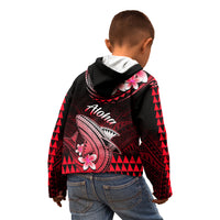 Hawaii Kid Hoodie Polynesian Shark with Kakau Red Version - Wonder Print Shop