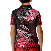 Hawaii Kid Polo Shirt Polynesian Shark with Kakau Red Version - Wonder Print Shop