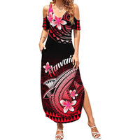 Hawaii Summer Maxi Dress Polynesian Shark with Kakau Red Version - Wonder Print Shop