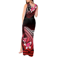 Hawaii Tank Maxi Dress Polynesian Shark with Kakau Red Version - Wonder Print Shop