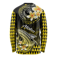 Hawaii Long Sleeve Shirt Polynesian Shark with Kakau Yellow Version LT01