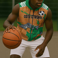 Custom Cote d Ivoire 2026 Football Sleeveless Zip Hoodie Ivory Coast Elephants Proud