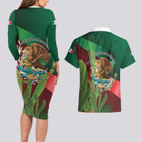 Mexico Independence Day 2025 Couples Matching Long Sleeve Bodycon Dress and Hawaiian Shirt 215th Anniversary Estados Unidos Mexicanos - Wonder Print Shop