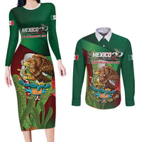 Mexico Independence Day 2025 Couples Matching Long Sleeve Bodycon Dress and Long Sleeve Button Shirt 215th Anniversary Estados Unidos Mexicanos - Wonder Print Shop