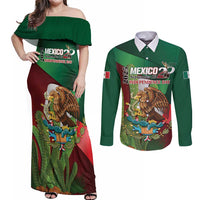 Mexico Independence Day 2025 Couples Matching Off Shoulder Maxi Dress and Long Sleeve Button Shirt 215th Anniversary Estados Unidos Mexicanos - Wonder Print Shop