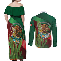 Mexico Independence Day 2025 Couples Matching Off Shoulder Maxi Dress and Long Sleeve Button Shirt 215th Anniversary Estados Unidos Mexicanos - Wonder Print Shop