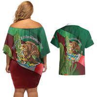 Mexico Independence Day 2025 Couples Matching Off Shoulder Short Dress and Hawaiian Shirt 215th Anniversary Estados Unidos Mexicanos - Wonder Print Shop