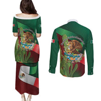 Mexico Independence Day 2025 Couples Matching Puletasi and Long Sleeve Button Shirt 215th Anniversary Estados Unidos Mexicanos - Wonder Print Shop