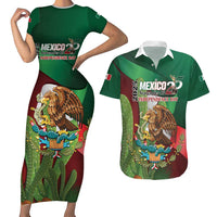 Mexico Independence Day 2025 Couples Matching Short Sleeve Bodycon Dress and Hawaiian Shirt 215th Anniversary Estados Unidos Mexicanos - Wonder Print Shop