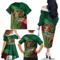Mexico Independence Day 2025 Family Matching Off The Shoulder Long Sleeve Dress and Hawaiian Shirt 215th Anniversary Estados Unidos Mexicanos - Wonder Print Shop