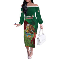 Mexico Independence Day 2025 Family Matching Off The Shoulder Long Sleeve Dress and Hawaiian Shirt 215th Anniversary Estados Unidos Mexicanos - Wonder Print Shop