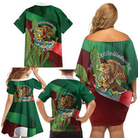 Mexico Independence Day 2025 Family Matching Off Shoulder Short Dress and Hawaiian Shirt 215th Anniversary Estados Unidos Mexicanos - Wonder Print Shop