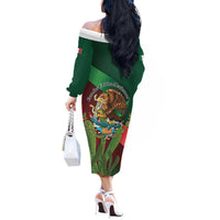 Mexico Independence Day 2025 Off The Shoulder Long Sleeve Dress 215th Anniversary Estados Unidos Mexicanos - Wonder Print Shop