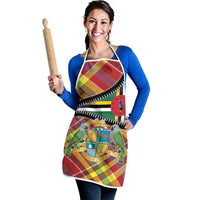 Dominica Creole Day Apron Madras Pattern Zipper Stylized - Wonder Print Shop