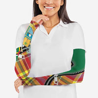 Dominica Creole Day Arm Sleeves Madras Pattern Zipper Stylized - Wonder Print Shop