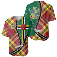 Dominica Creole Day Baseball Jersey Madras Pattern Zipper Stylized - Wonder Print Shop