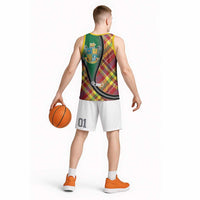 Dominica Creole Day Basketball Jersey Madras Pattern Zipper Stylized - Wonder Print Shop