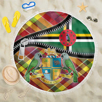 Dominica Creole Day Beach Blanket Madras Pattern Zipper Stylized - Wonder Print Shop