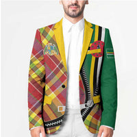 Dominica Creole Day Blazer Madras Pattern Zipper Stylized - Wonder Print Shop