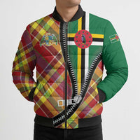 Dominica Creole Day Bomber Puffer Jacket Madras Pattern Zipper Stylized - Wonder Print Shop