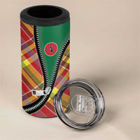 Dominica Creole Day 4 in 1 Can Cooler Tumbler Madras Pattern Zipper Stylized - Wonder Print Shop