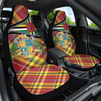 Dominica Creole Day Car Seat Cover Madras Pattern Zipper Stylized - Wonder Print Shop