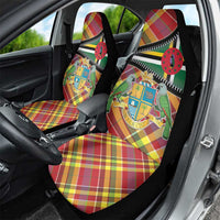 Dominica Creole Day Car Seat Cover Madras Pattern Zipper Stylized - Wonder Print Shop