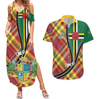 Dominica Creole Day Couples Matching Summer Maxi Dress and Hawaiian Shirt Madras Pattern Zipper Stylized - Wonder Print Shop