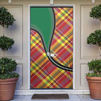 Dominica Creole Day Door Cover Madras Pattern Zipper Stylized - Wonder Print Shop