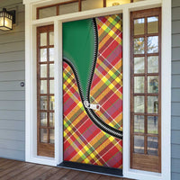 Dominica Creole Day Door Cover Madras Pattern Zipper Stylized - Wonder Print Shop