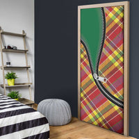 Dominica Creole Day Door Cover Madras Pattern Zipper Stylized - Wonder Print Shop