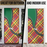 Dominica Creole Day Door Cover Madras Pattern Zipper Stylized - Wonder Print Shop