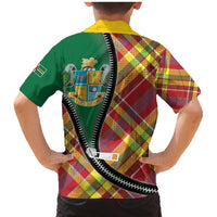 Dominica Creole Day Family Matching Mermaid Dress and Hawaiian Shirt Madras Pattern Zipper Stylized - Wonder Print Shop