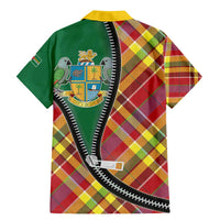 Dominica Creole Day Family Matching Mermaid Dress and Hawaiian Shirt Madras Pattern Zipper Stylized - Wonder Print Shop