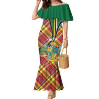 Dominica Creole Day Family Matching Mermaid Dress and Hawaiian Shirt Madras Pattern Zipper Stylized - Wonder Print Shop