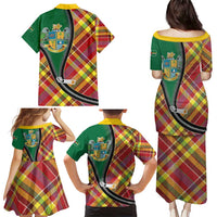 Dominica Creole Day Family Matching Puletasi and Hawaiian Shirt Madras Pattern Zipper Stylized - Wonder Print Shop