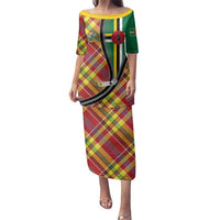 Dominica Creole Day Family Matching Puletasi and Hawaiian Shirt Madras Pattern Zipper Stylized - Wonder Print Shop