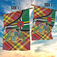 Dominica Creole Day Garden Flag Madras Pattern Zipper Stylized - Wonder Print Shop