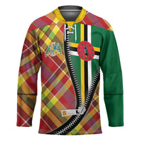 Dominica Creole Day Hockey Jersey Madras Pattern Zipper Stylized - Wonder Print Shop